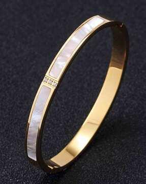 women diamond-studded gold-plated bracelet
