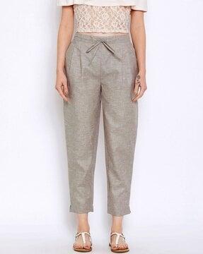 women double-pleated relaxed fit trousers