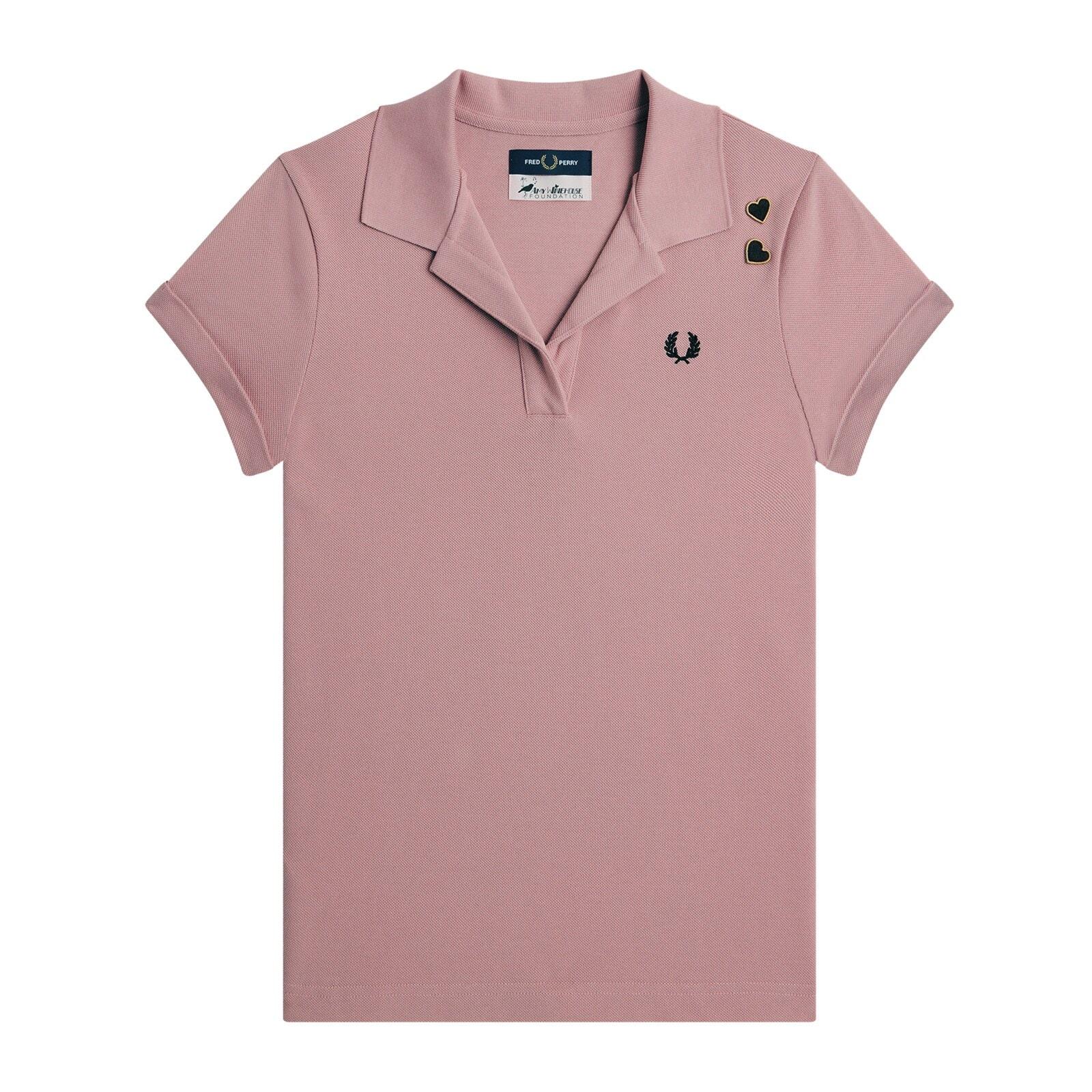 women dusty-rose pink solid open-collar logo polo