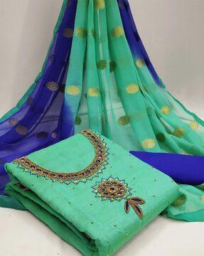 women embellished 3-piece dress material