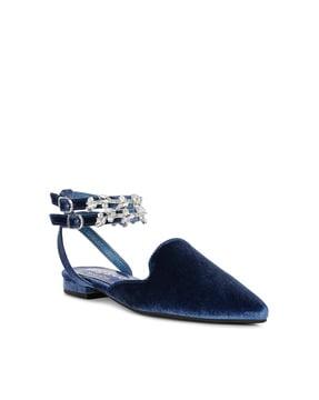 women embellished ankle-strap mules