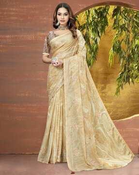 women embroidered & embellished saree with blouse piece