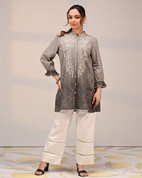 women embroidered tailored fit shirt