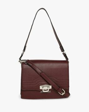women flap-over sling bag with detachable strap
