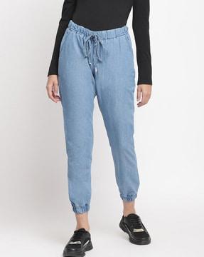 women flat front relaxed fit trousers