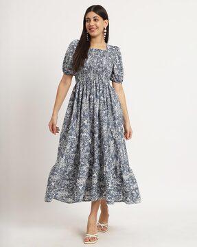 women floral print a-line dress
