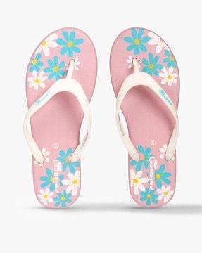 women floral print flip-flops