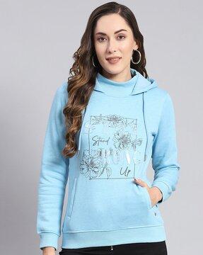 women floral print regular fit hoodie