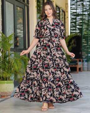 women floral printed tiered dress