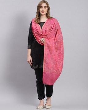 women floral woven woolen shawl