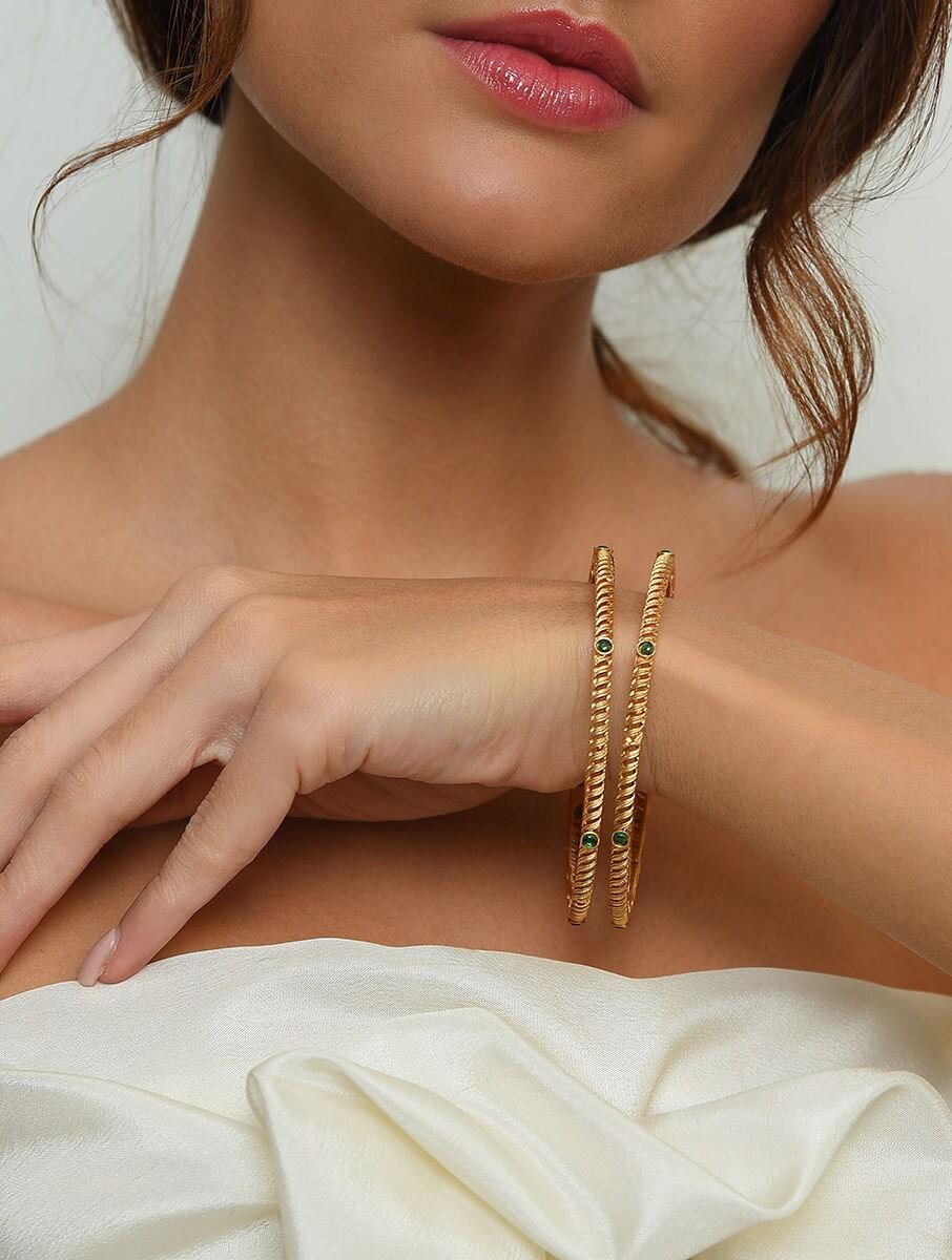 women gold fixed brass bangles