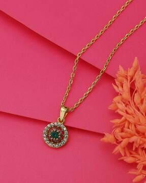 women gold plated circular pendant with chain - fjn4027