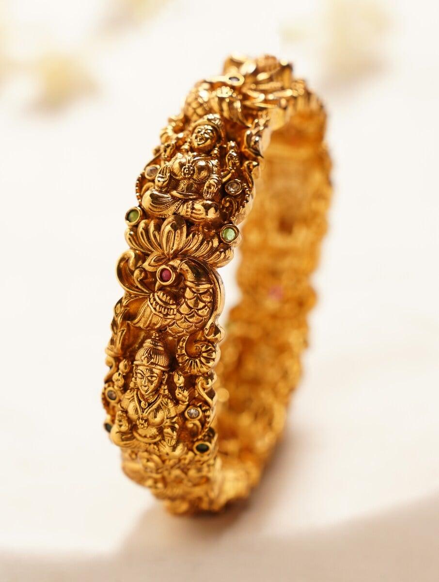 women gold screw brass bangles