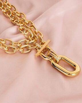 women gold-plated chain layerd necklace