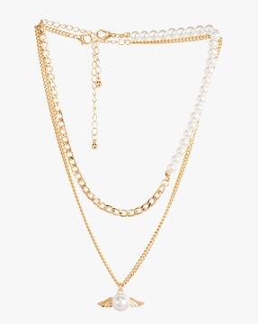 women gold-plated chain layered necklace