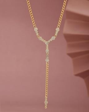 women gold-plated diamond-studded short necklace
