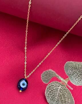 women gold-plated evil-eye pendant with chain