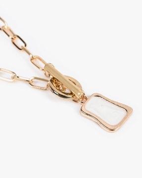 women gold-plated link-design necklace