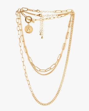 women gold-plated multi-layered necklace