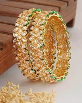 women gold-plated slip-on bangles