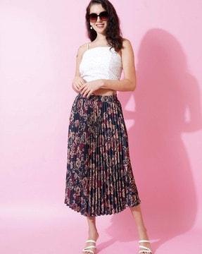 women graphic a-line skirt with elastic waist
