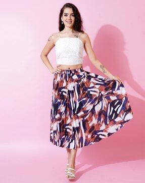 women-graphic-a-line-skirt-with-elastic-waist