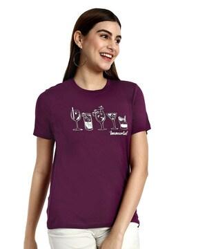 women graphic print regular fit round-neck t-shirt