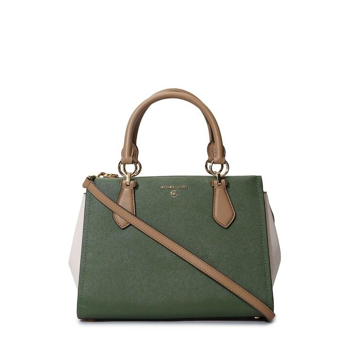 women green colourblocked satchel bag