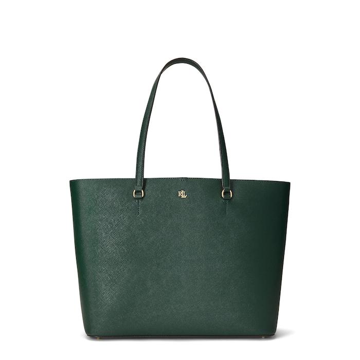 women green crosshatch leather large karly tote