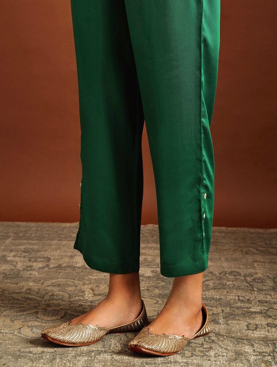 women green modal solid ankle length regular fit pants