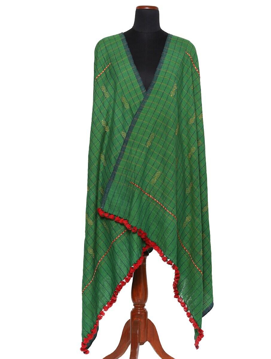 women green silk blend bhujodi shawls