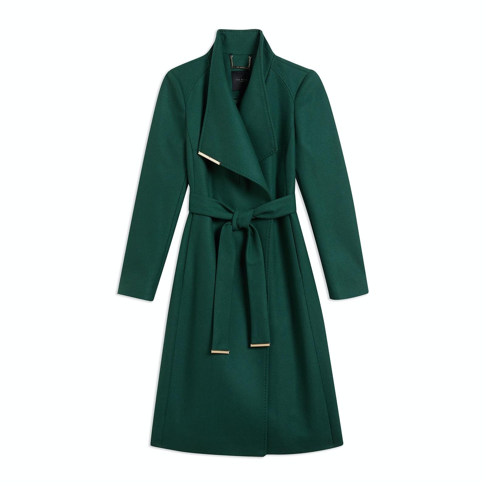 women green wool wrap coat