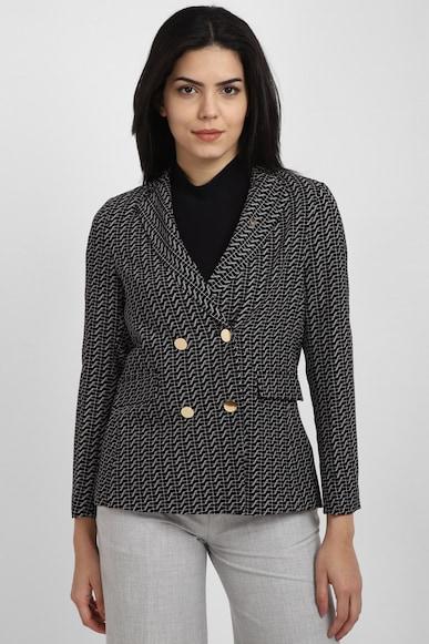 women grey print casual blazer