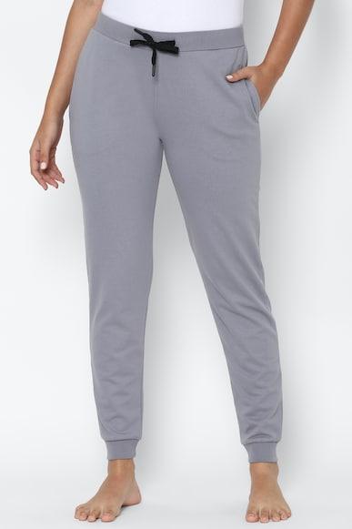 women grey regular fit solid casual jogger pants