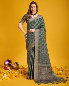women handloom floral print saree