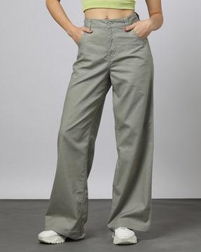 women high-rise baggy fit trousers