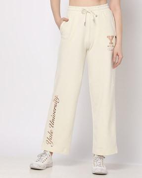 women high-rise straight fit track pants