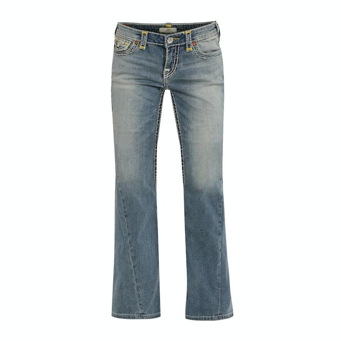 women ice-wash low-rise flare jeans