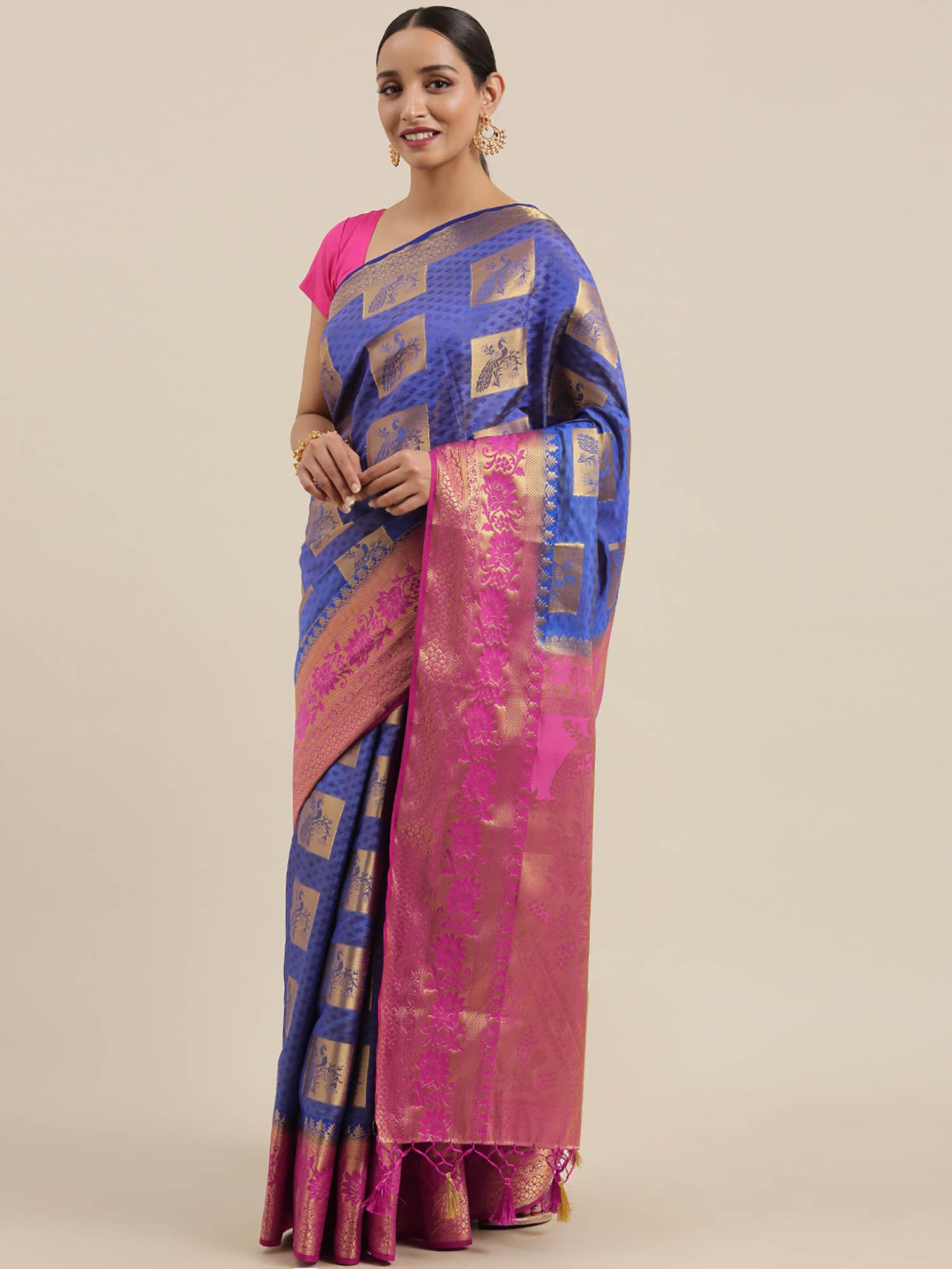 women kanjivaram silk saree with unstitched blouse
