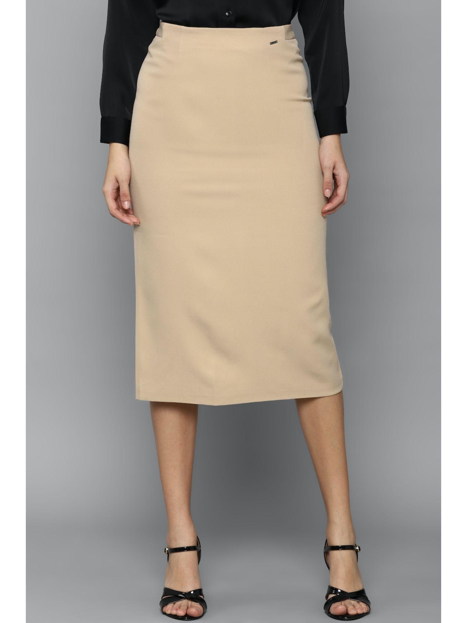 women khaki solid casual skirt