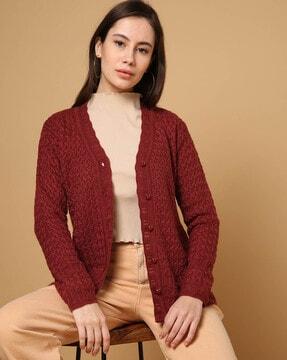 women knitted button-down cardigan