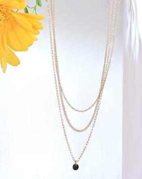 women layered necklace with lobster claw