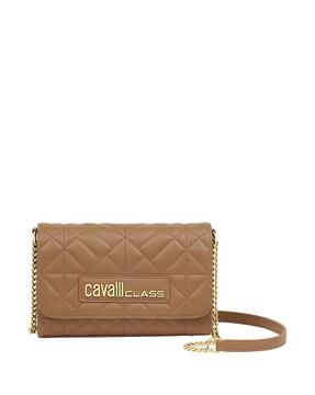 women logo embossed shoulder bag with chain strap