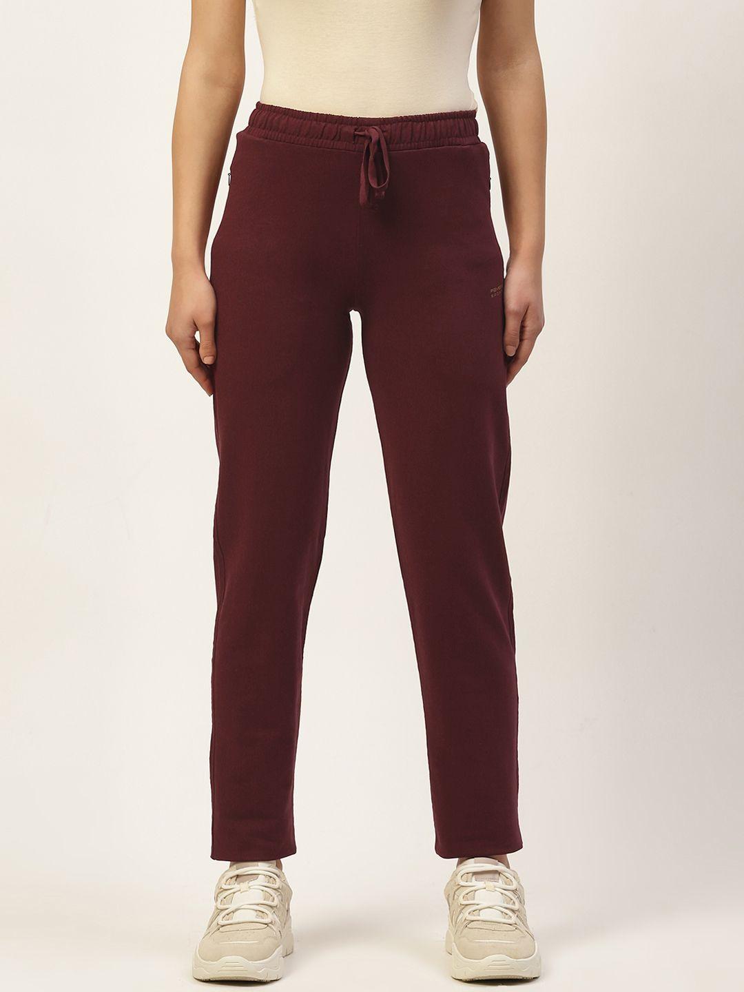 women maroon solid straight fit  track pants