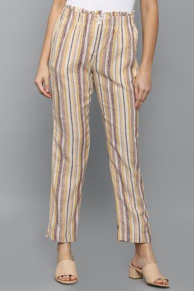 women multi regular fit stripe casual trousers