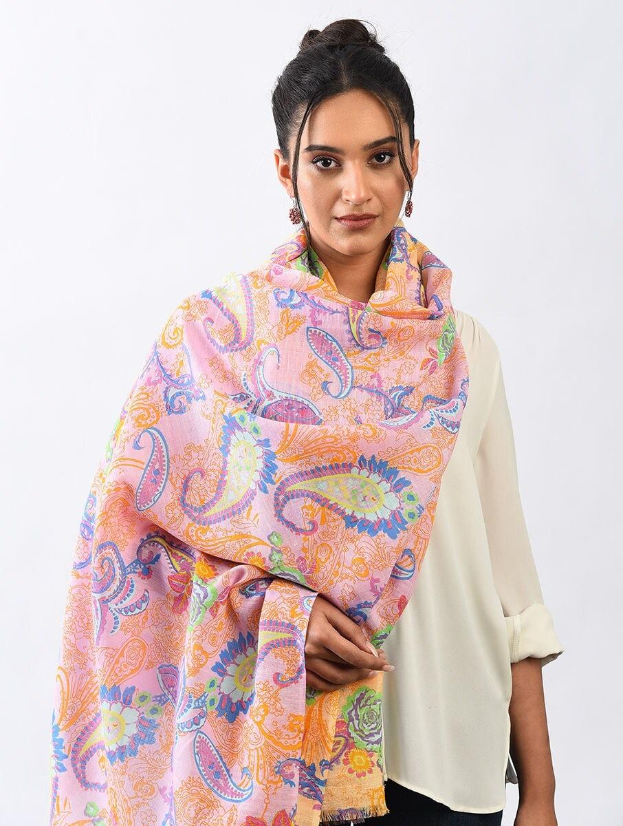 women multicolour linen hand woven scarfs