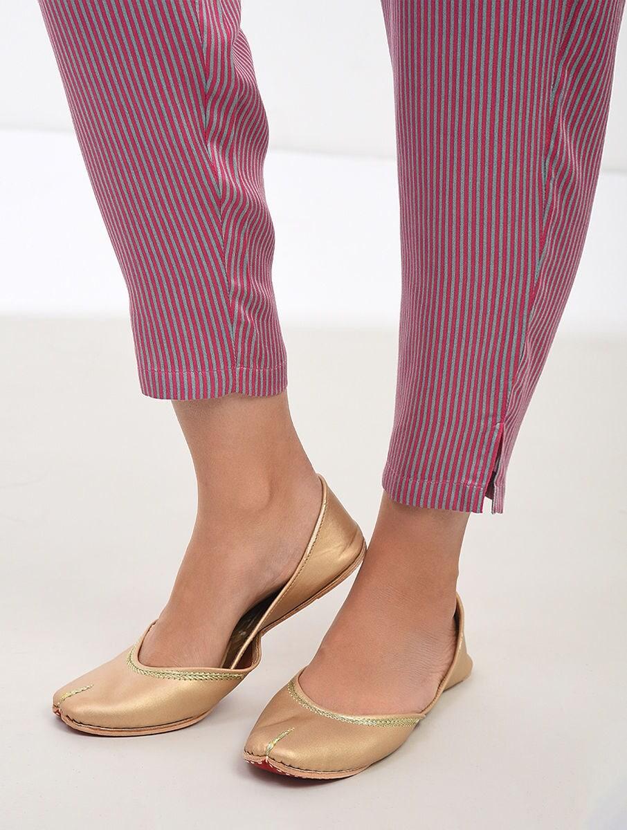 women multicolour modal striped ankle length regular fit pants