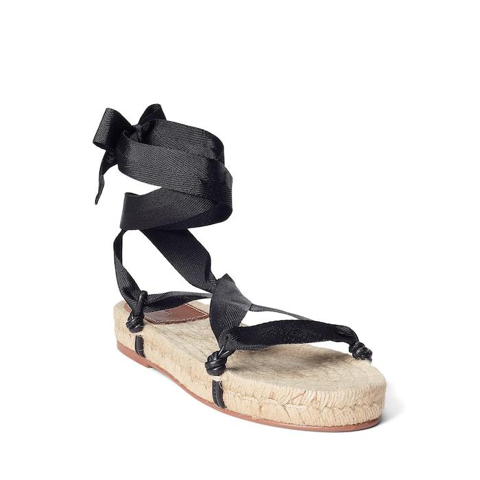 women off white lace-up espadrille sandals