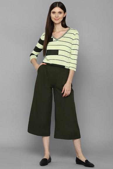 women olive regular fit solid casual trousers