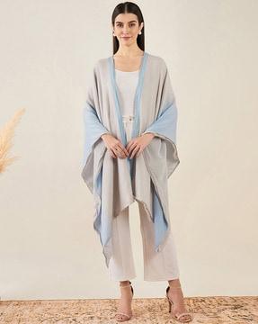 women ombre-dyed loose fit shrug with kaftan sleeves